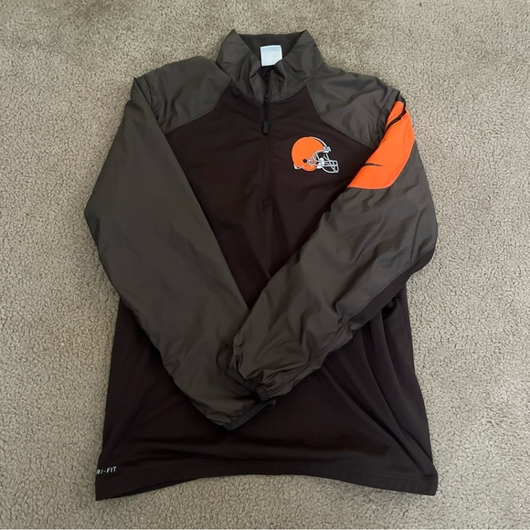 NFL Other - Cleveland Browns Sweater Mens Medium Brown 1/4 Zip Pullover Dri Fit Nike. XL